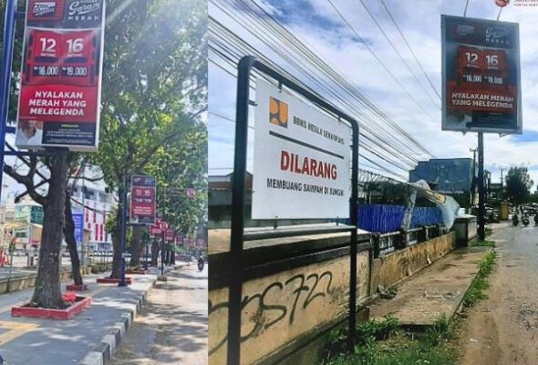Sebelas Dari 30 Reklame di Seputar Kota Bandar Lampung Yang Menunggak Sudah Disegel